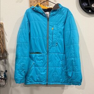 Burton Blue Hooded Jacket with Yellow Accents